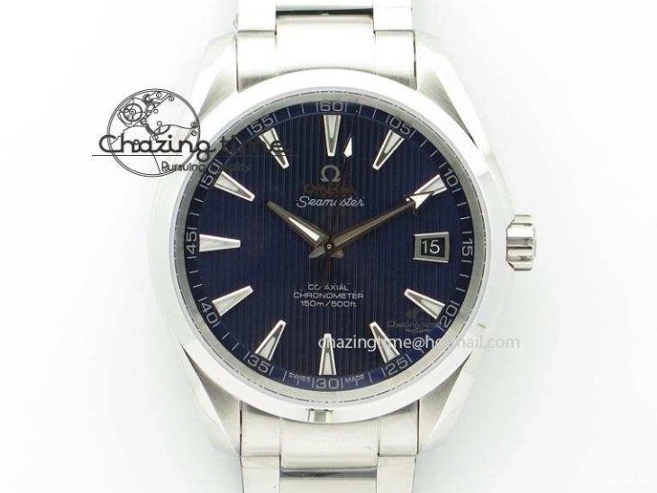 0203 Affordable Aqua Terra 150M SS 1:1 Best Edition Deep Blue Textured Dial On SS Bracelet A 8253